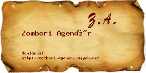 Zombori Agenór névjegykártya